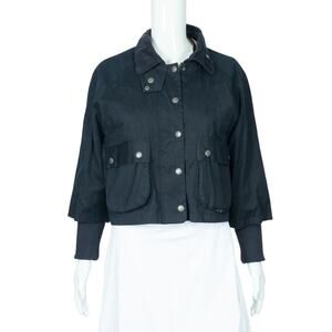 RED VALENTINO Black Cotton Sherpa Lined Cropped Jacket Size 40 US S